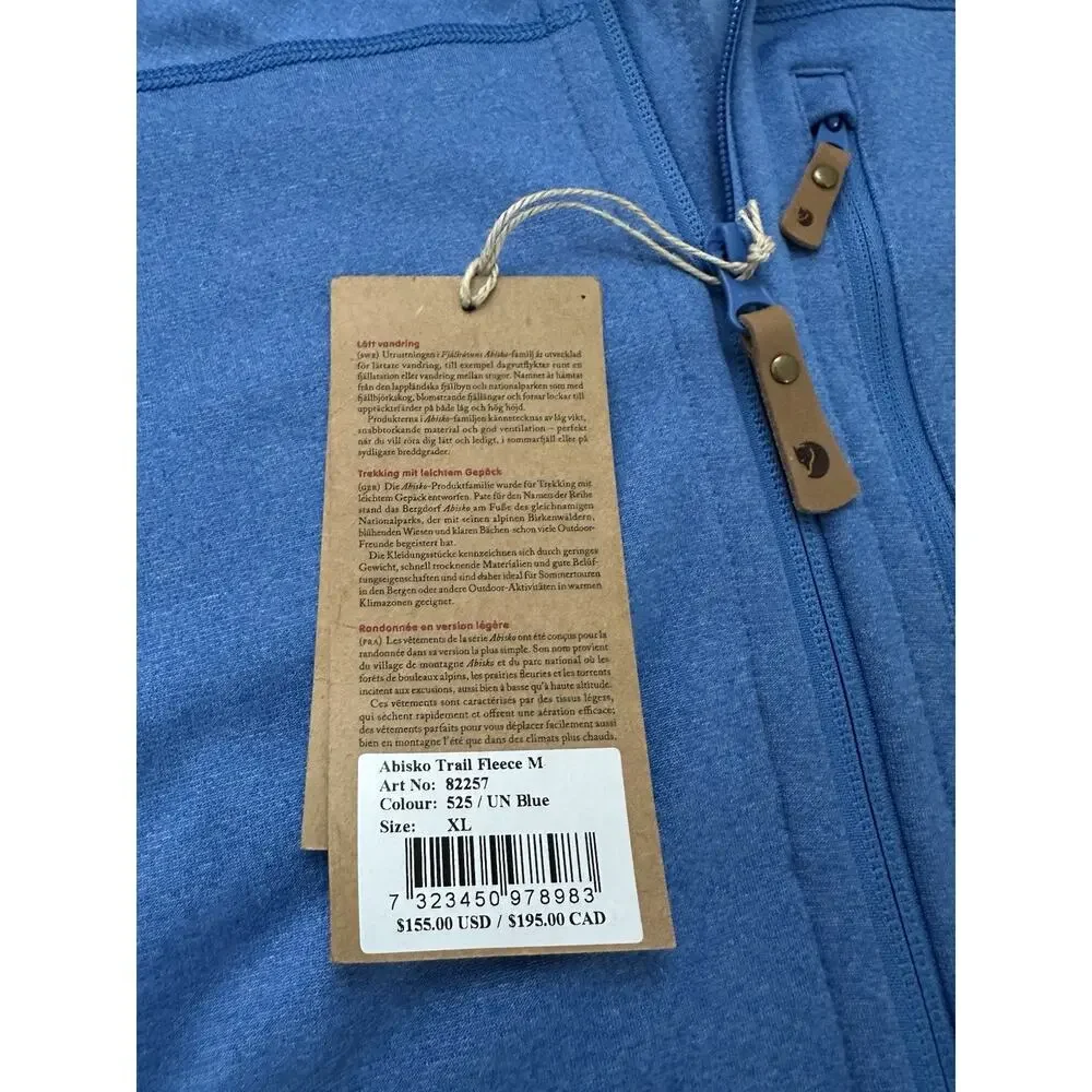 Fjallraven Abisko Trail Fleece Hooded Jacket 82257 Full Zip UN Blue Men’s XL